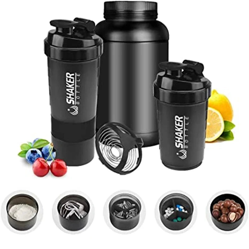 DYNAMI 500ml Protein Shaker mit integriertem Pulverbehälter